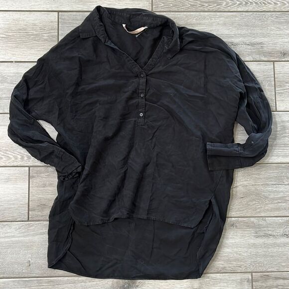 Zara black button up flowy blouse - Picture 1 of 4